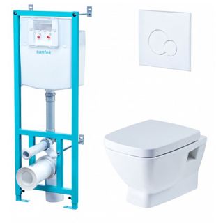 Нео Пэк 1.WH50.1.543 подвесной унитаз + инсталляция + сиденье + панель хром Santek